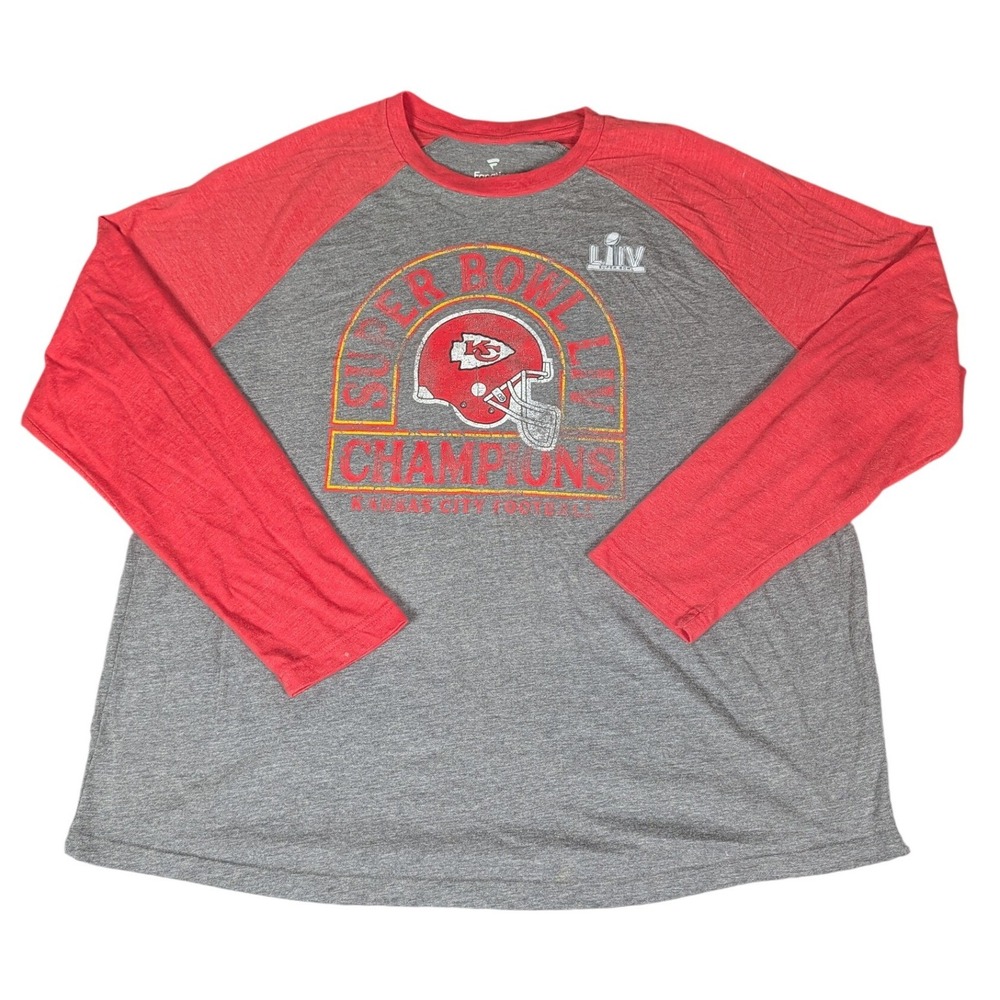 Fanatics Kansas City Chiefs Super Bowl LIV Champions Raglan Long Sleeve 2XL